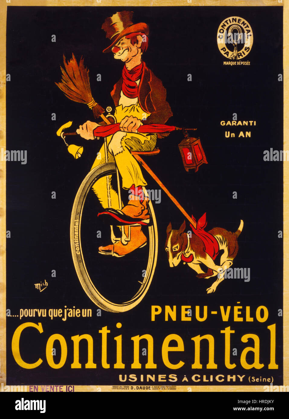 Hätte ich nur ein Continental Fahrradreifen, Werbeplakat, ca. 1900 Stockfoto