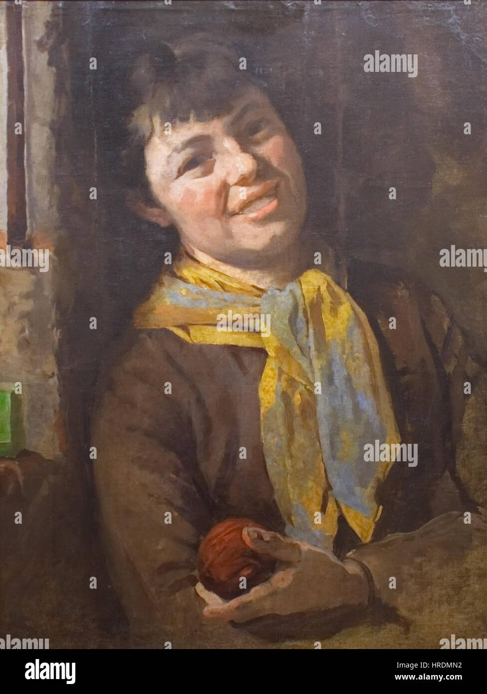 Bambina Con Mela - Giulio Musso Stockfoto