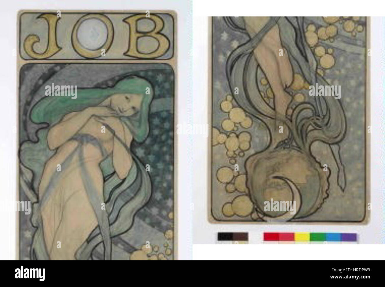 Autor Alfons Mucha-24.7.1860-14.7.1939 - Navrh Na Plakat JOB Stockfoto