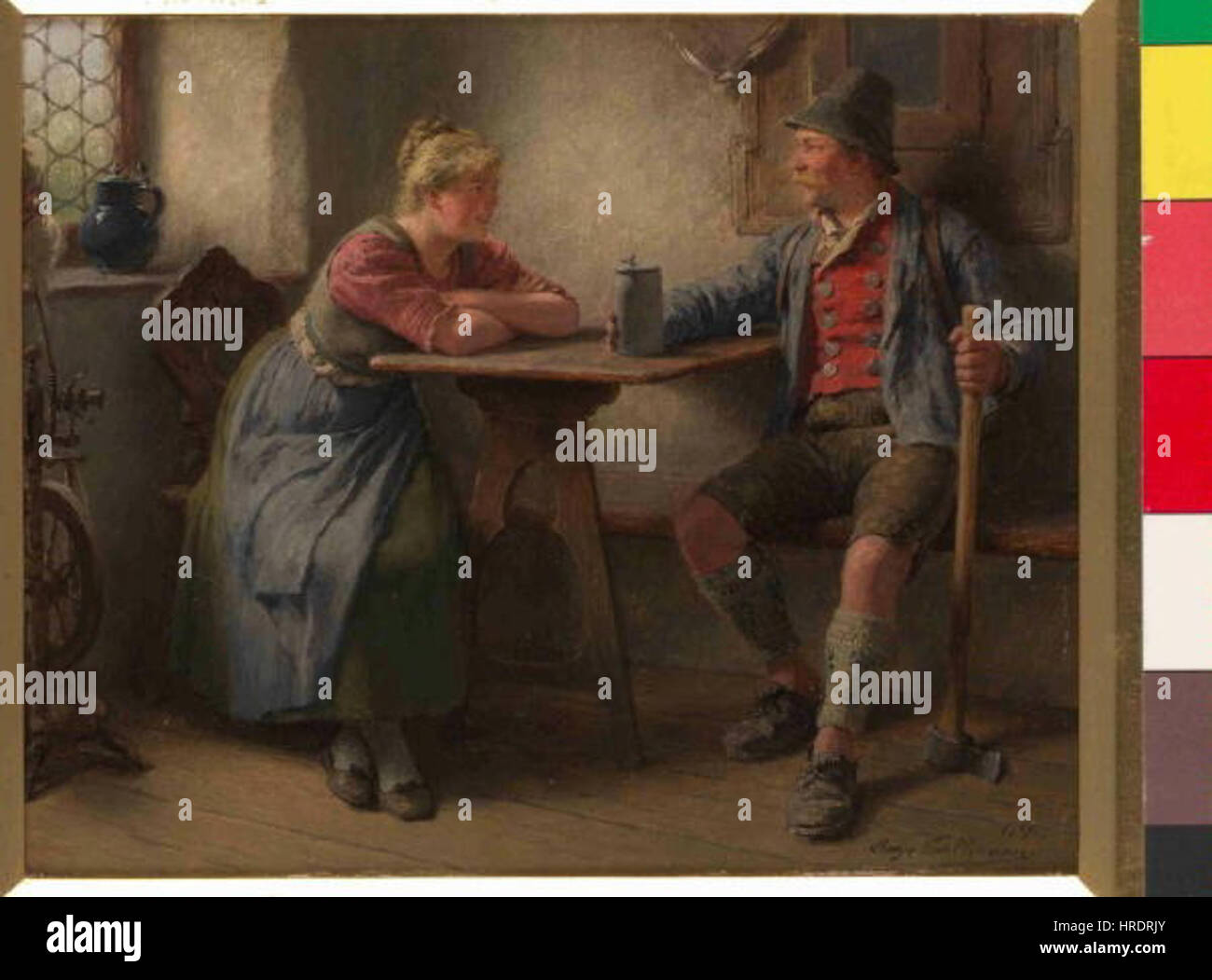 Hugo Wilhelm Kauffmann 1844-1915 - Navsteva u selky Stockfoto