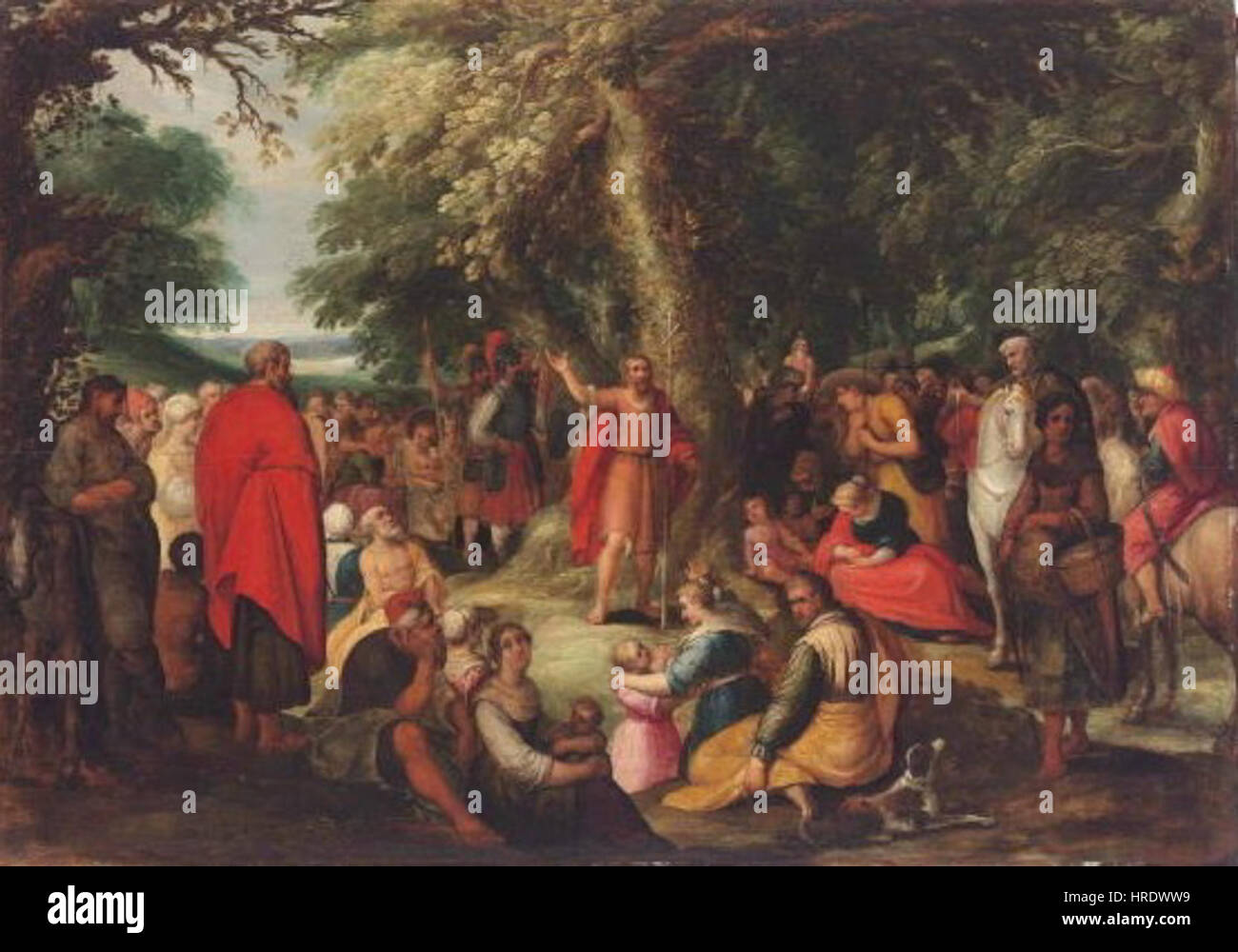 Dieses Gemälde von Adriaen van Stalbemt mit dem Titel „Kazani sv. Jana Krtitele“ zeigt die Szene der Enthauptung des heiligen Johannes des Täufers. Das Kunstwerk fängt die dramatische Intensität des Augenblicks ein und konzentriert sich auf religiöse Themen und historische Ereignisse. Stockfoto