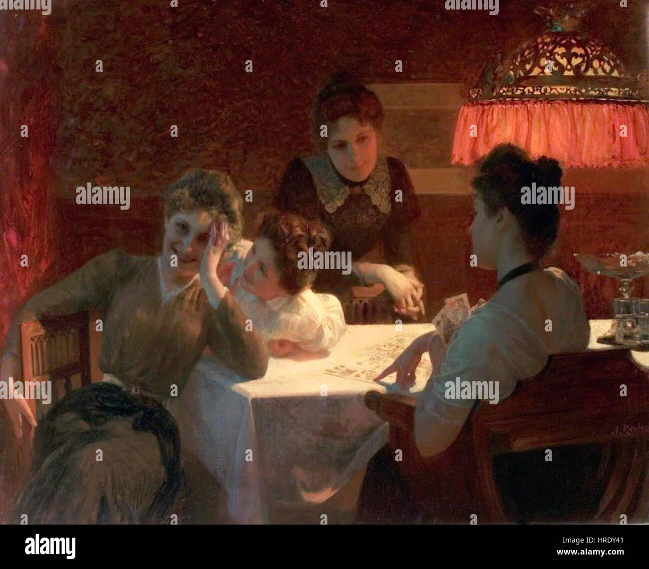 Albert Ritzberger, 1900c - das Liebesorakel Stockfoto