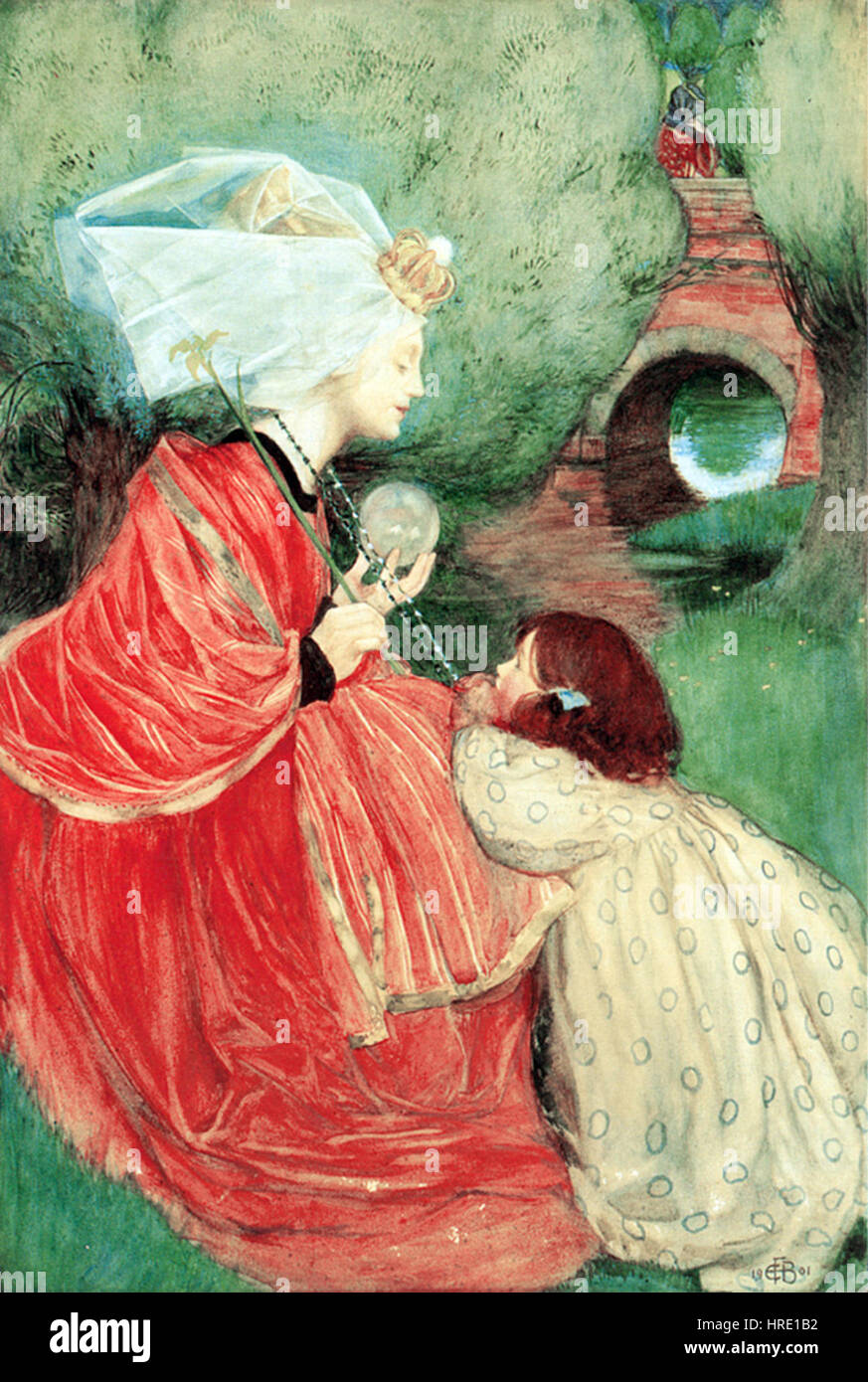 Eleanor Fortescue-Brickdales „Today for Me“ ist ein ergreifendes Gemälde, das Themen der Einsamkeit und Introspektion reflektiert. Das Stück veranschaulicht eine Figur in einem kontemplativen Zustand und hebt die emotionale Tiefe des Motivs in einem sanften Aquarellstil hervor. Stockfoto