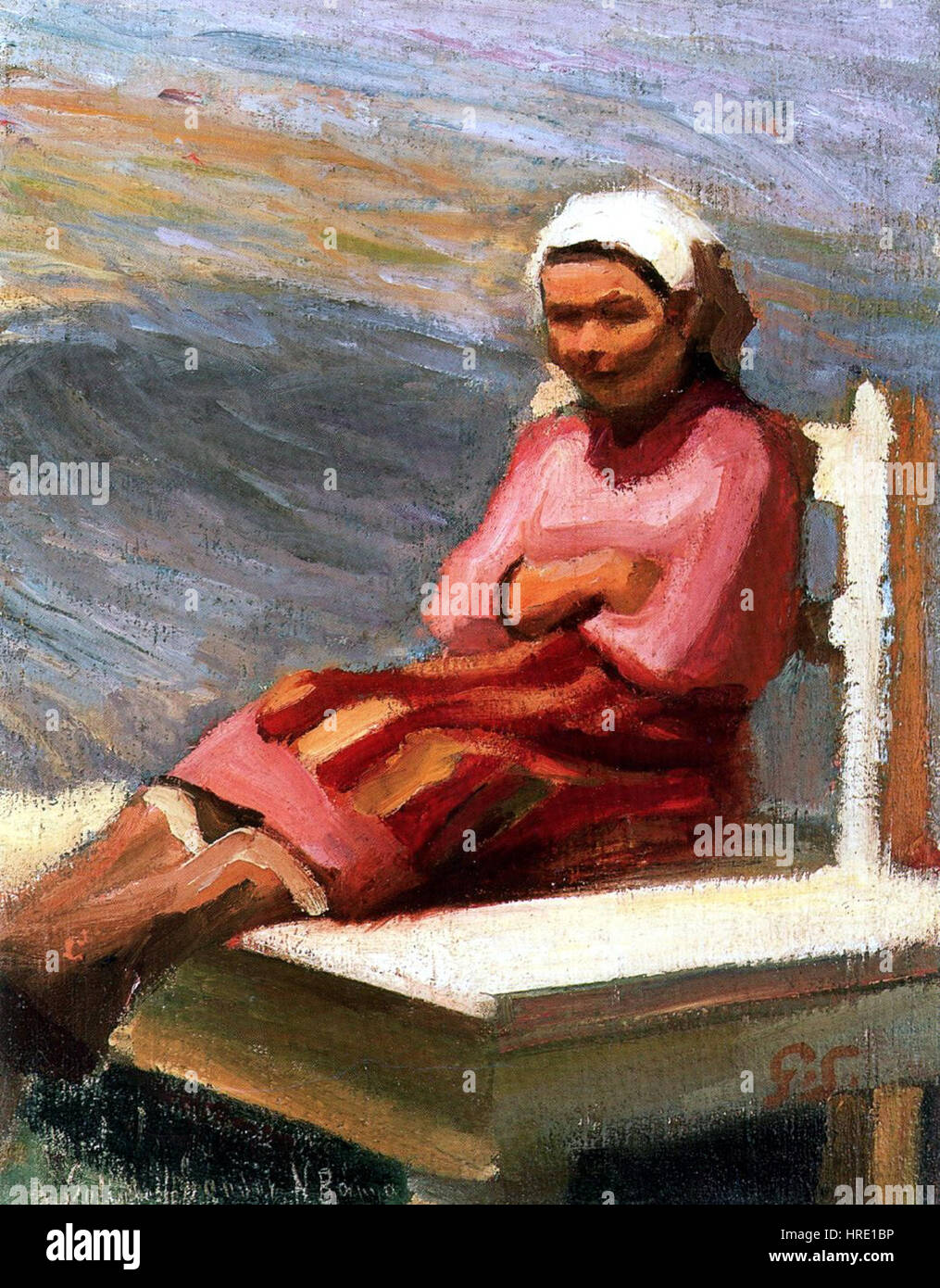 Galimberti sitzen Bauer Frau c. 1904 Stockfoto