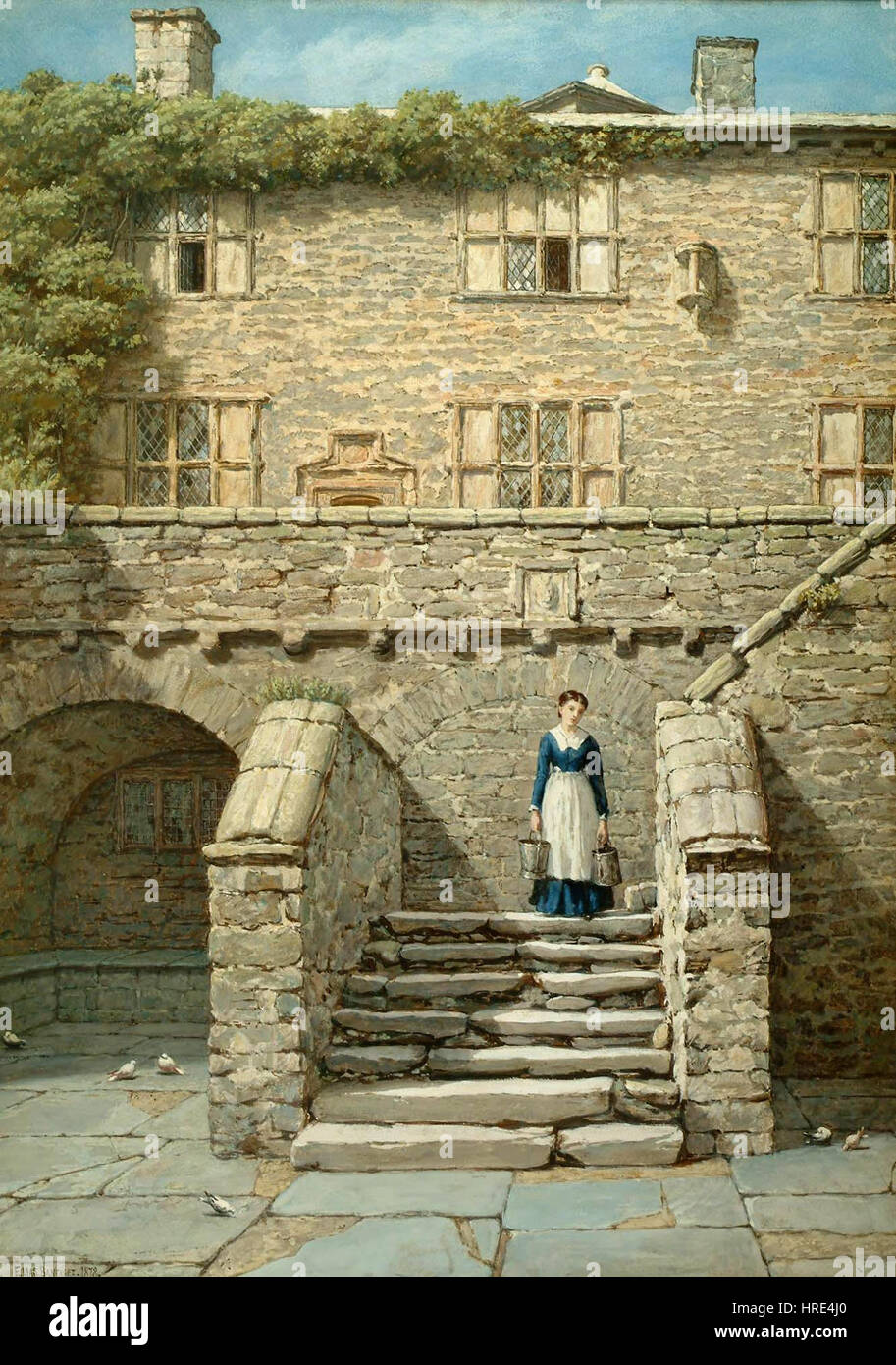 Elias Bancroft Porträt eines Mädchens vor einem Landhaus 1878 Stockfoto