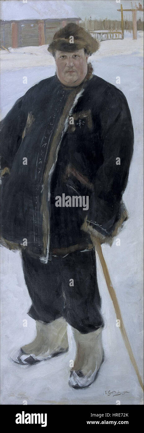 Boris Mikhailovich Kustodiev - Portrait des Grundbesitzers A P Warfolomev - Google Art Project Stockfoto