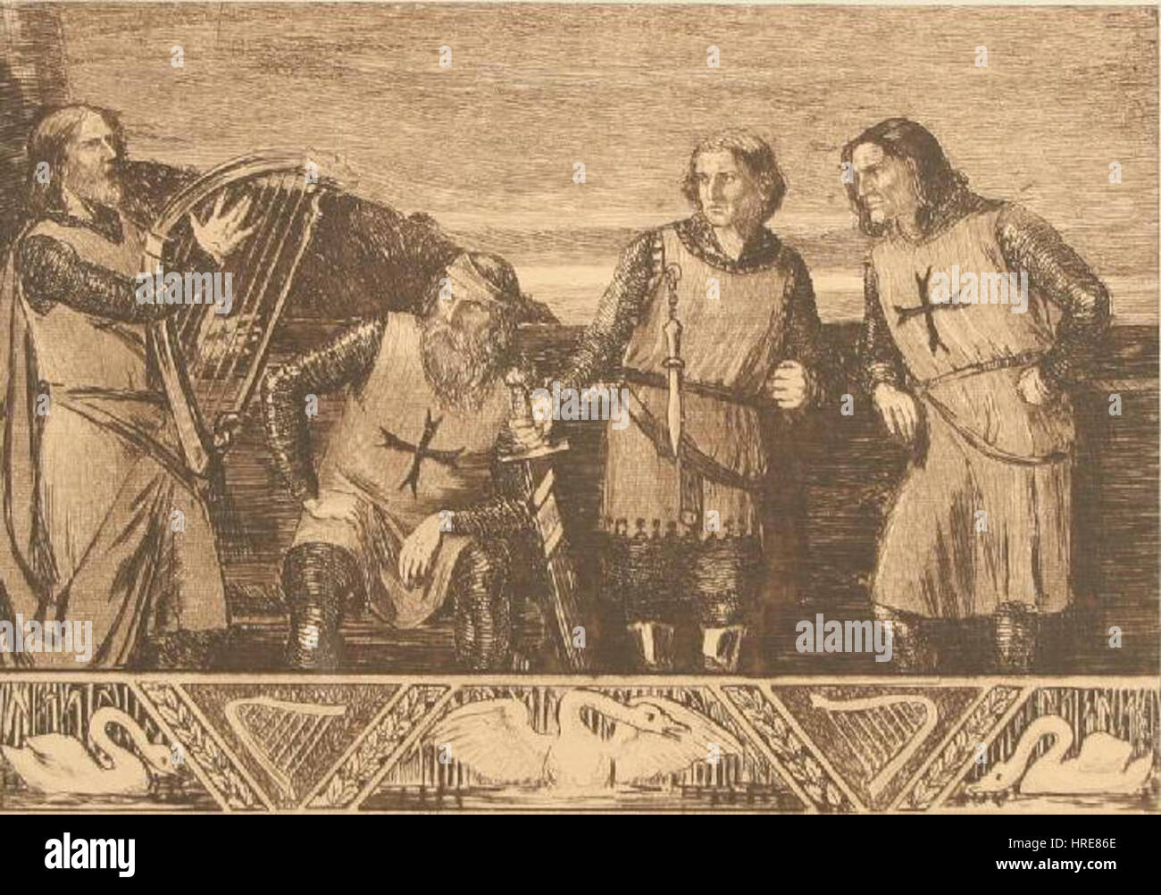 Emil Krupa-Krupinski - Kreuzritter Lauschen Dem Lyraspiel Stockfoto