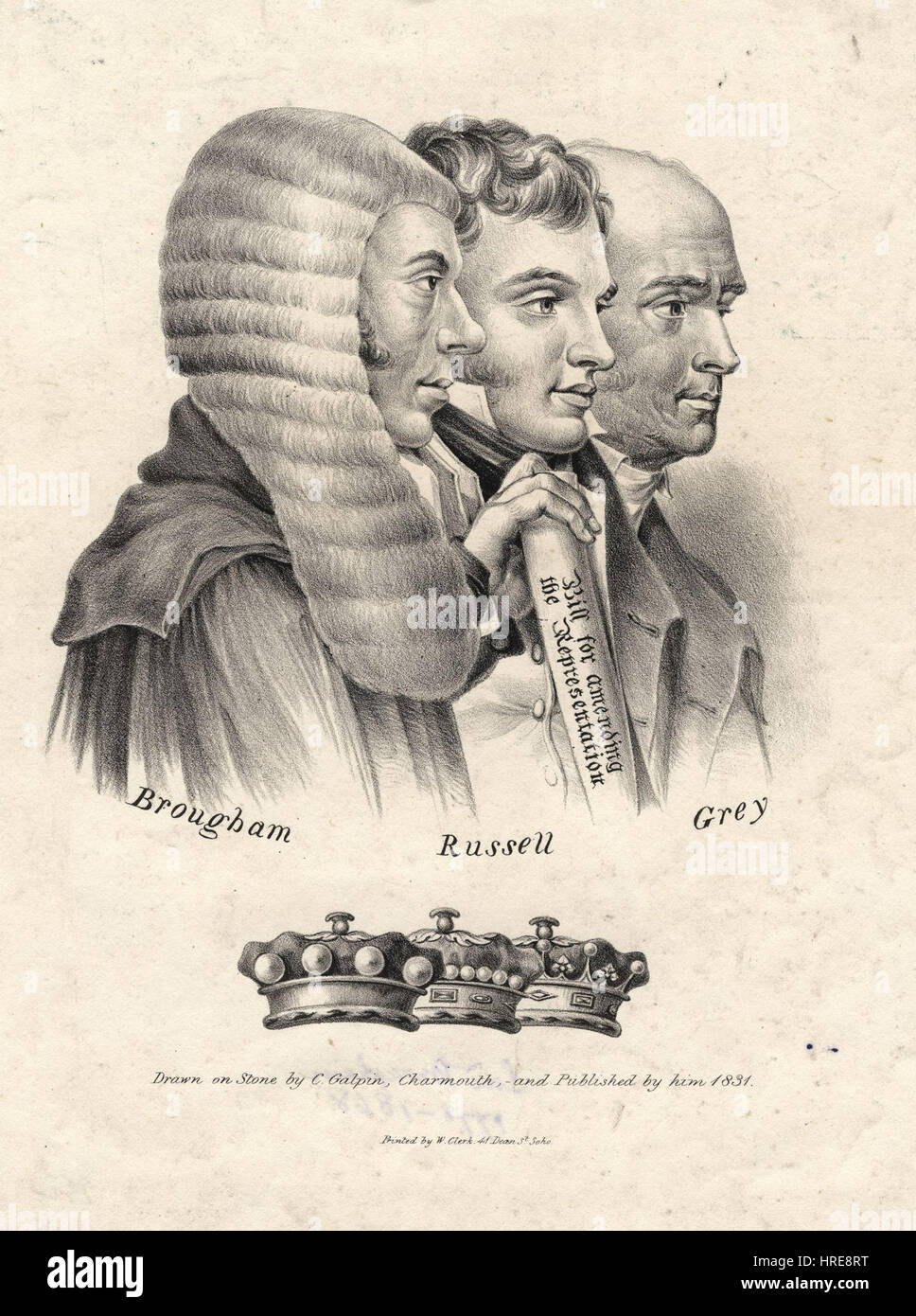 Henry Brougham, 1. Baron Brougham und Vaux; John Russell, 1. Earl Russell; Charles Grey, 2. Earl Grey von C. Galpin Stockfoto