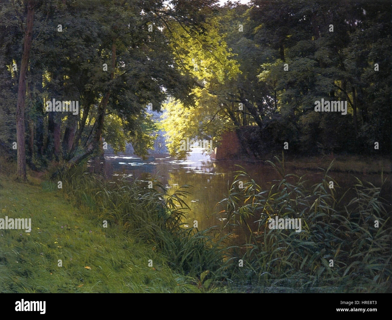 Henri Biva, durch den Fluss signiert Henri Biva (unten links) Öl auf Leinwand, 122 von 162 cm Stockfoto