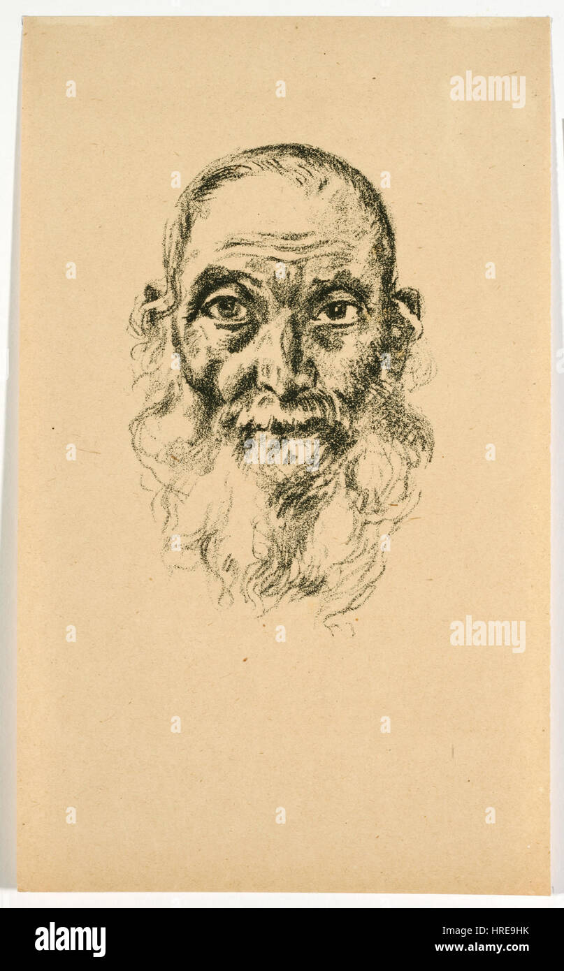 „Hermann Struck Grafik“ ist eine Sammlung von Werken des deutschen Künstlers Hermann Struck, die seine grafische Kunst zeigt. Struck war für seine Druckkunst bekannt, oft produzierte er Porträts und Illustrationen mit einer tiefen psychologischen Intensität. Dieses Werk veranschaulicht seine Beherrschung der Gravierungs- und Ätztechniken, wobei er sich auf die emotionale Tiefe und den menschlichen Zustand konzentriert. Stockfoto