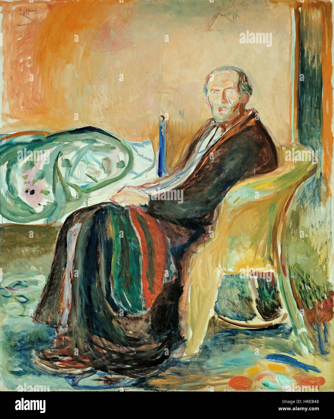 Edvard Munch - Selbstportrait mit der spanischen Grippe (1919 ...