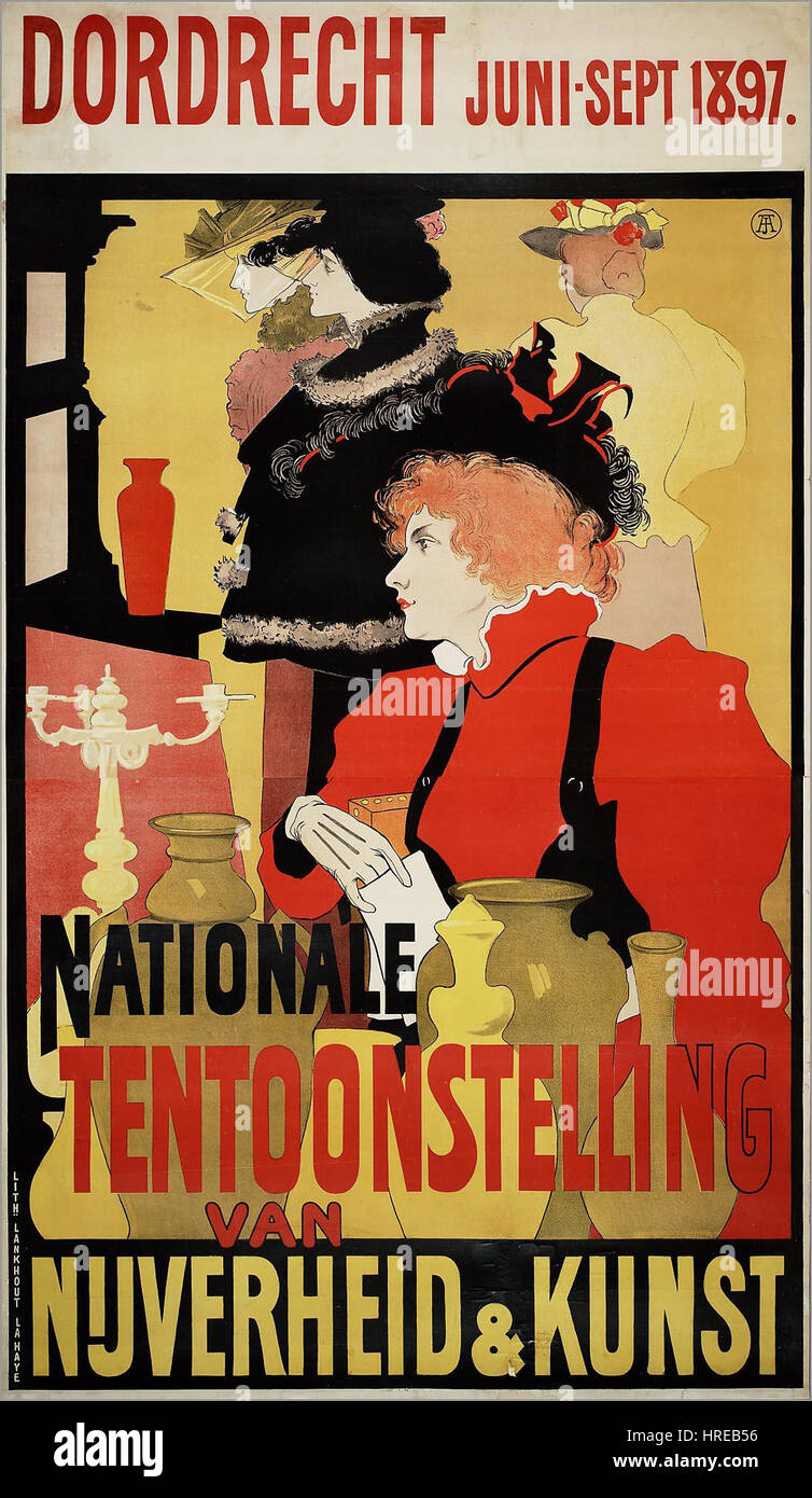 Das nationale Tentoonstelling van Nijverheid & Kunst in Dordrecht, das von Juni bis September 1987 stattfand, war eine große Ausstellung, die industrielle und künstlerische Leistungen zeigte. Es war ein wichtiges Ereignis für die niederländische Kunst und Kultur, das Innovationen in Industrie und bildende Kunst zusammenbrachte. Stockfoto