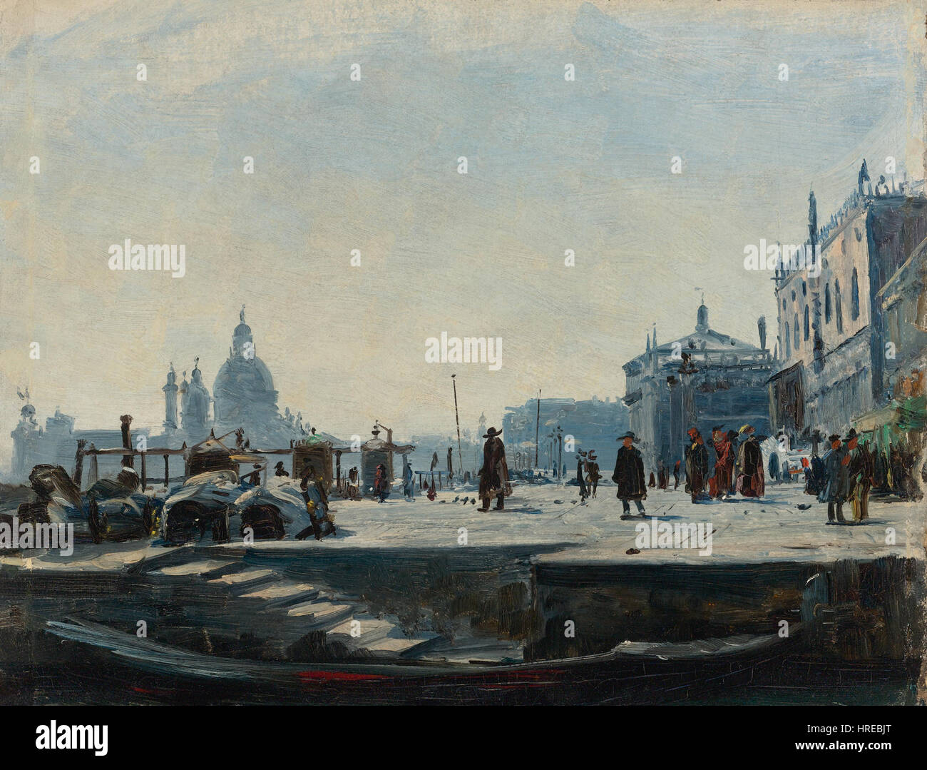 Ercole Calvi (Attribuito) - Vista la Riva Degli Schiavoni, Venezia, Compriamo Ovest Verso il Palazzo Ducale e la Punta della Dogana Stockfoto