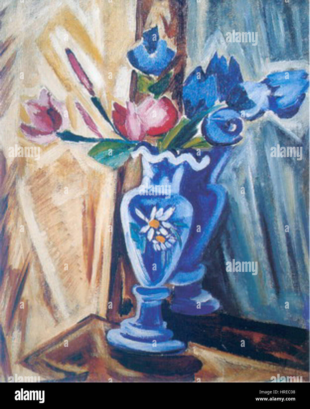 Blaue Vase mit Blumen (Rosanowa, 1912-1913) Stockfoto