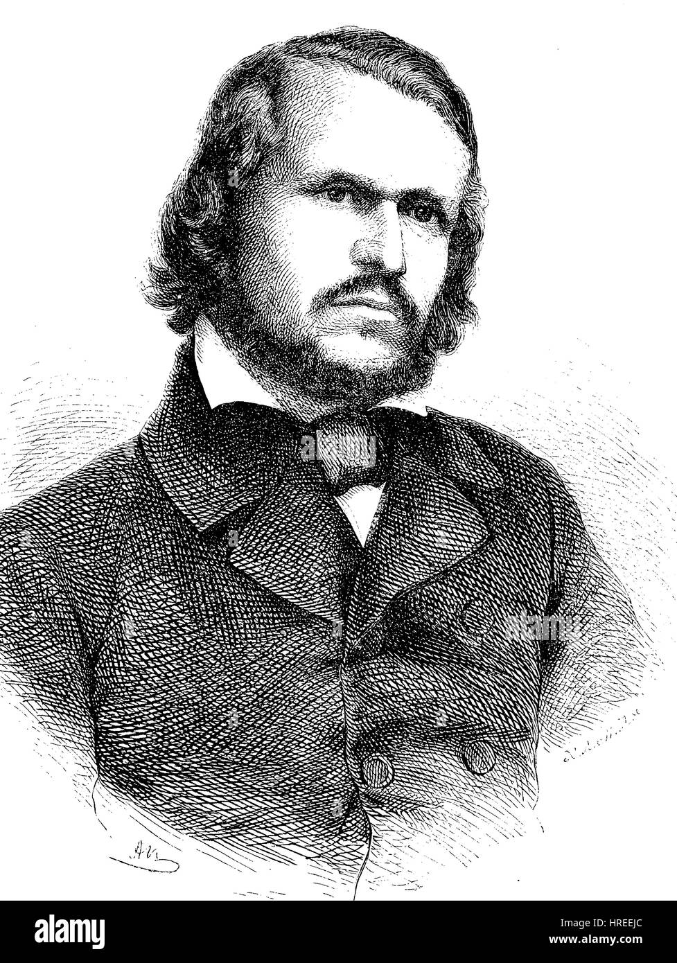 Adolf Schult, war 5. Juni 1820 - 2. April 1858, ein deutscher Dichter, Reproduktion von einem Holzschnitt aus dem 19. Jahrhundert, 1885 Stockfoto
