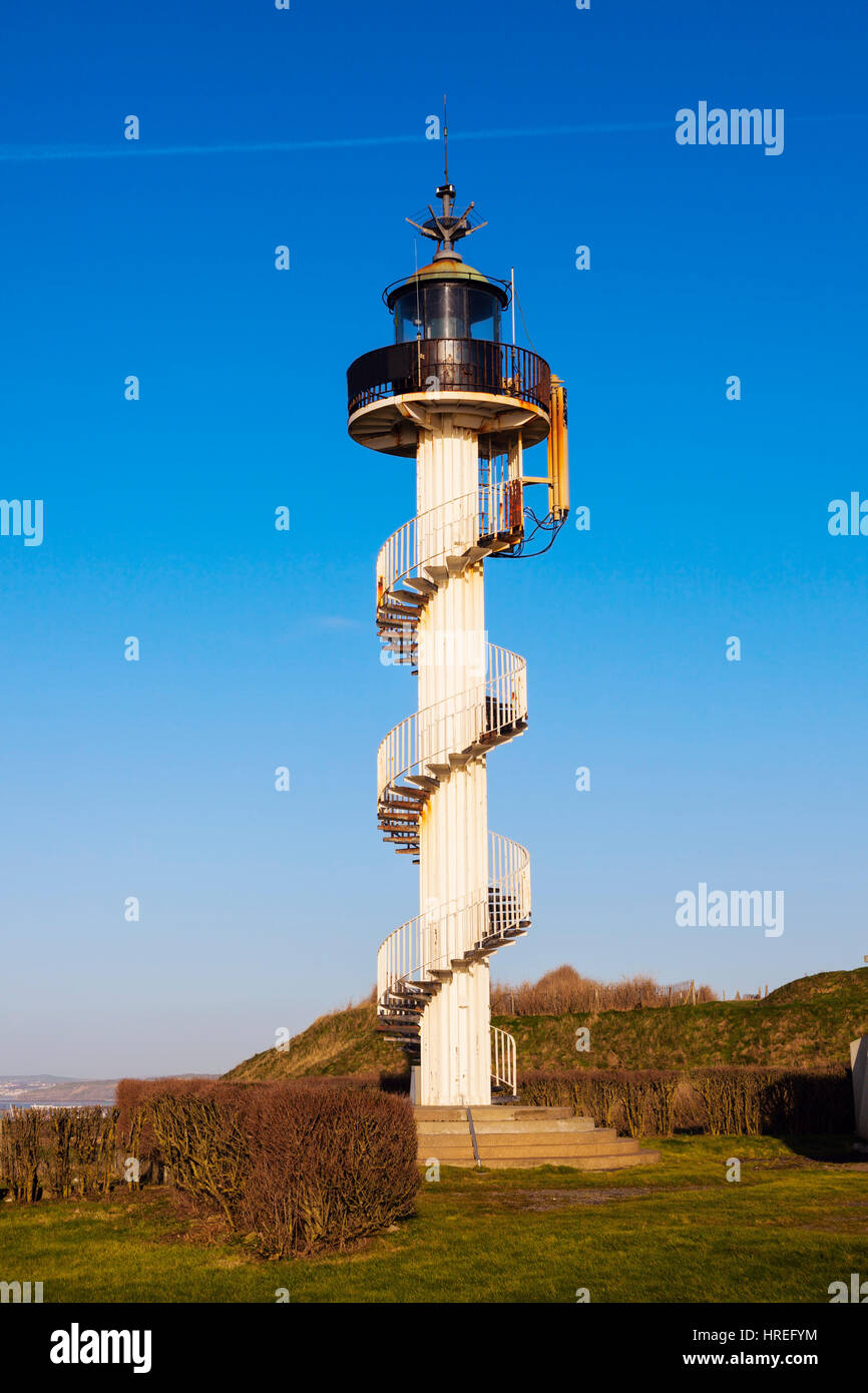 Kappe d'Alprech Leuchtturm. Berck, Nord-Pas-de-Calais-Picardie, Frankreich. Stockfoto
