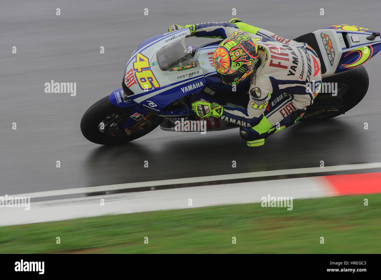Valentino Rossi ist ein 9-Weltmeister während der Rennen in Sepang International Schaltungen. Stockfoto