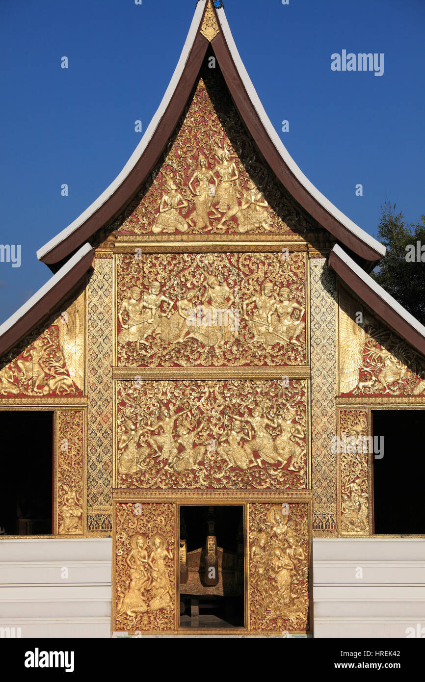 Laos, Luang Prabang, Wat Xieng Thong, Funerary Carriage Hall, buddhistische Tempel, Stockfoto