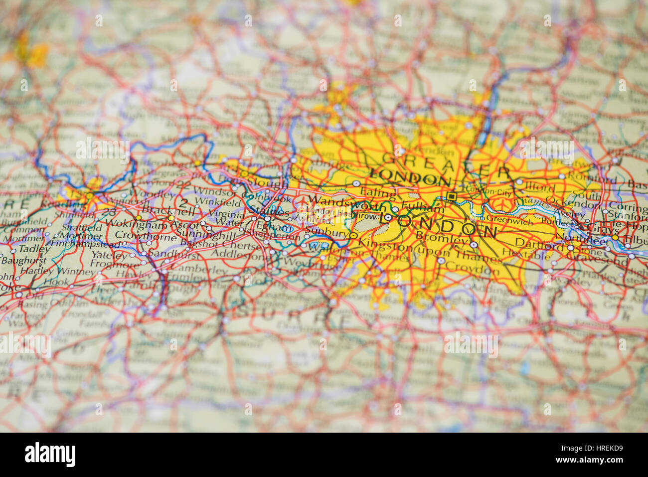 England-Karte, auf der City of London Stockfoto