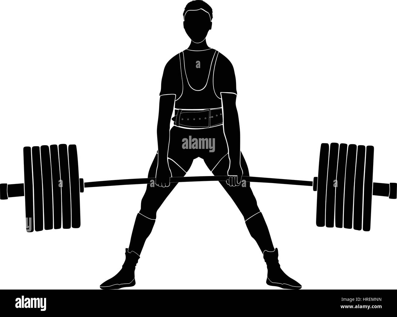 männlicher Athlet Powerlifter Kreuzheben im Kraftdreikampf schwarze silhouette Stock Vektor