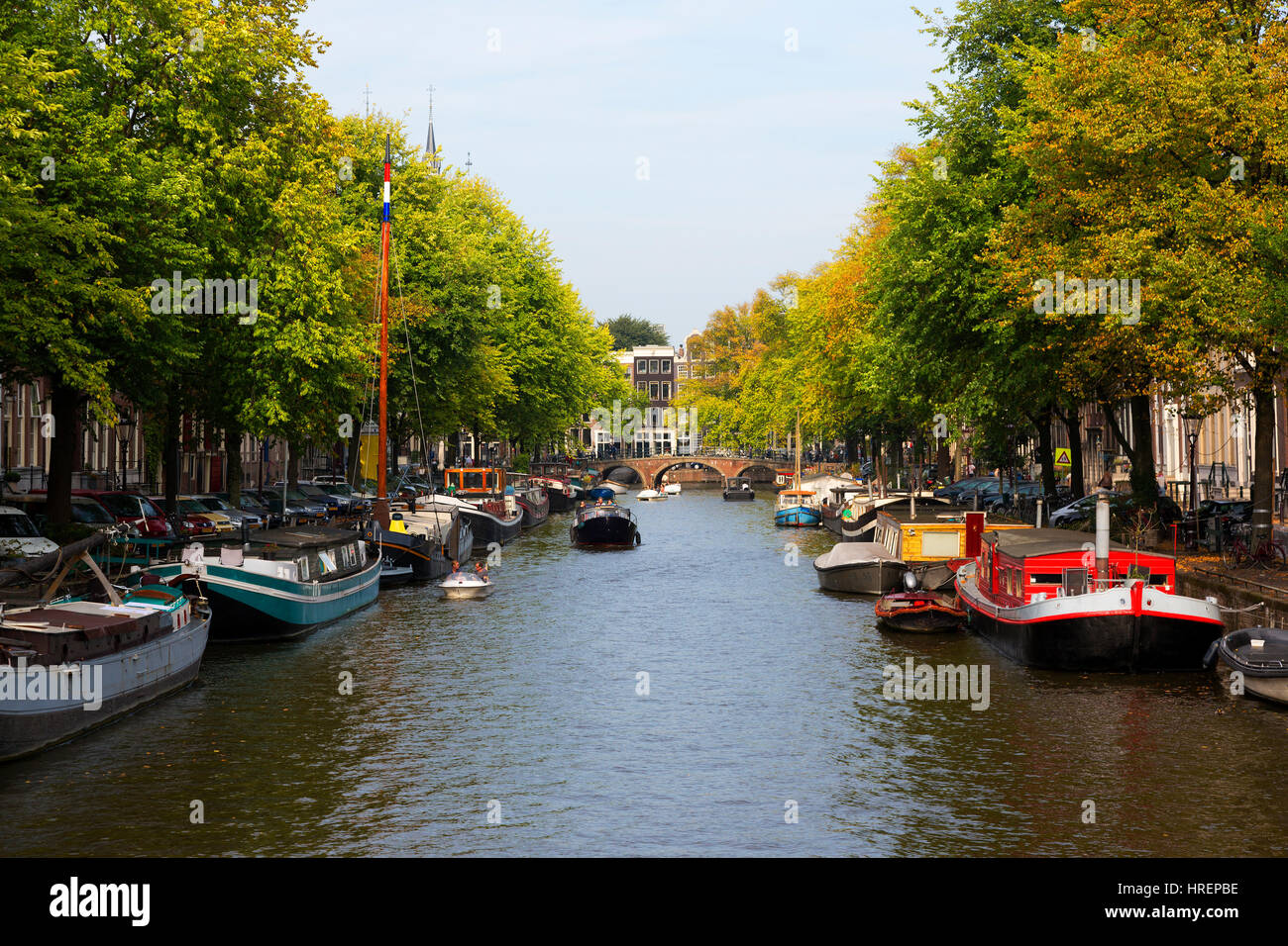 Kanal, Amsterdam, Niederlande Stockfoto