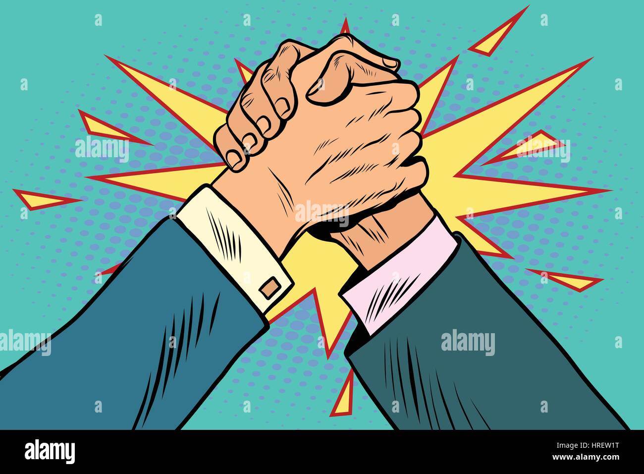 Geschäft Armdrücken Kampf Konfrontation, Pop-Art-Retro-Vektor-illustration Stock Vektor