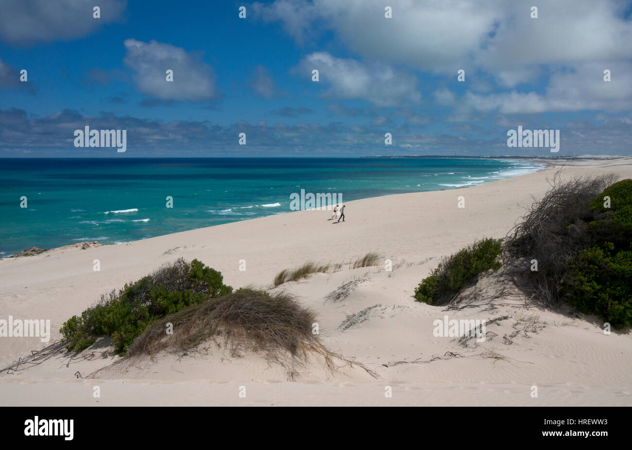 Sand, Dünen und Küste im De Hoop Nature Reserve, Overberg, Western Cape, Südafrika Stockfoto