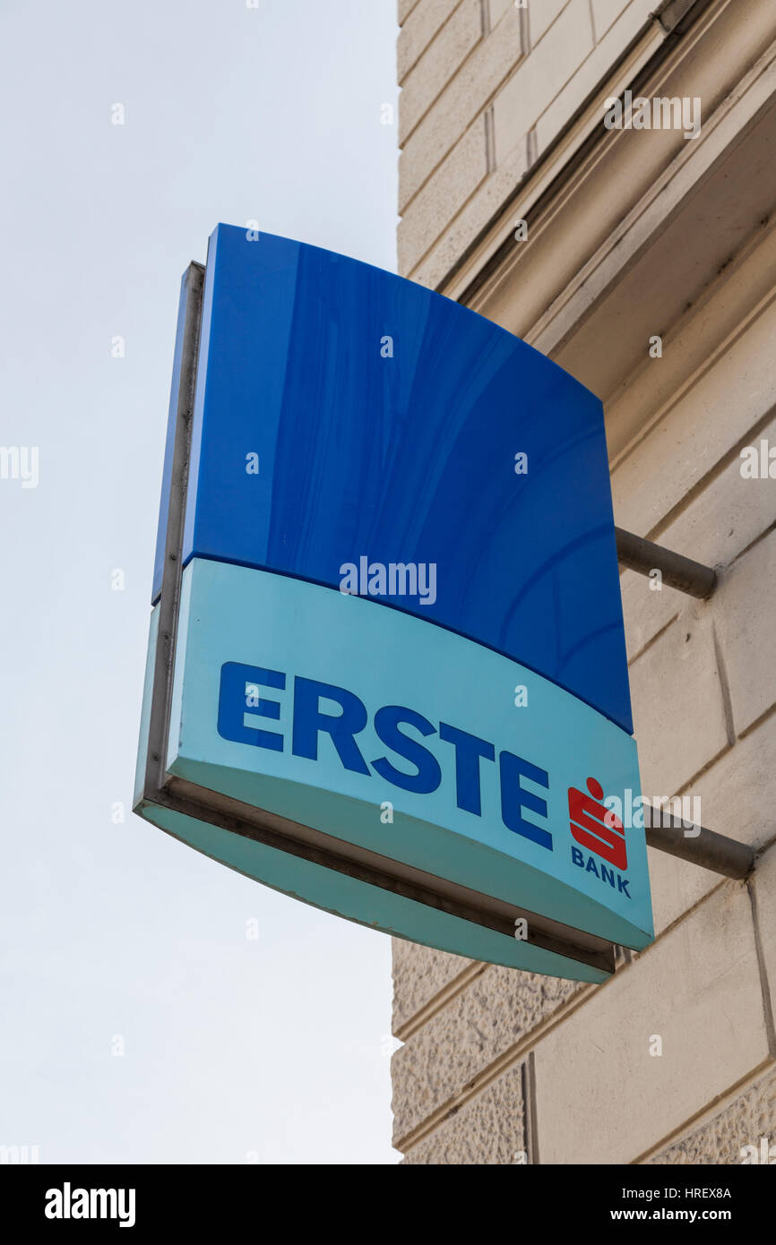 Wien, ÖSTERREICH, DEC. 7., 2017 - die erste Sparkasse ist die zweite führende großen Verbraucher Bank in Österreich mit Filialen in ganz Zentral- und Osteuropa Stockfoto