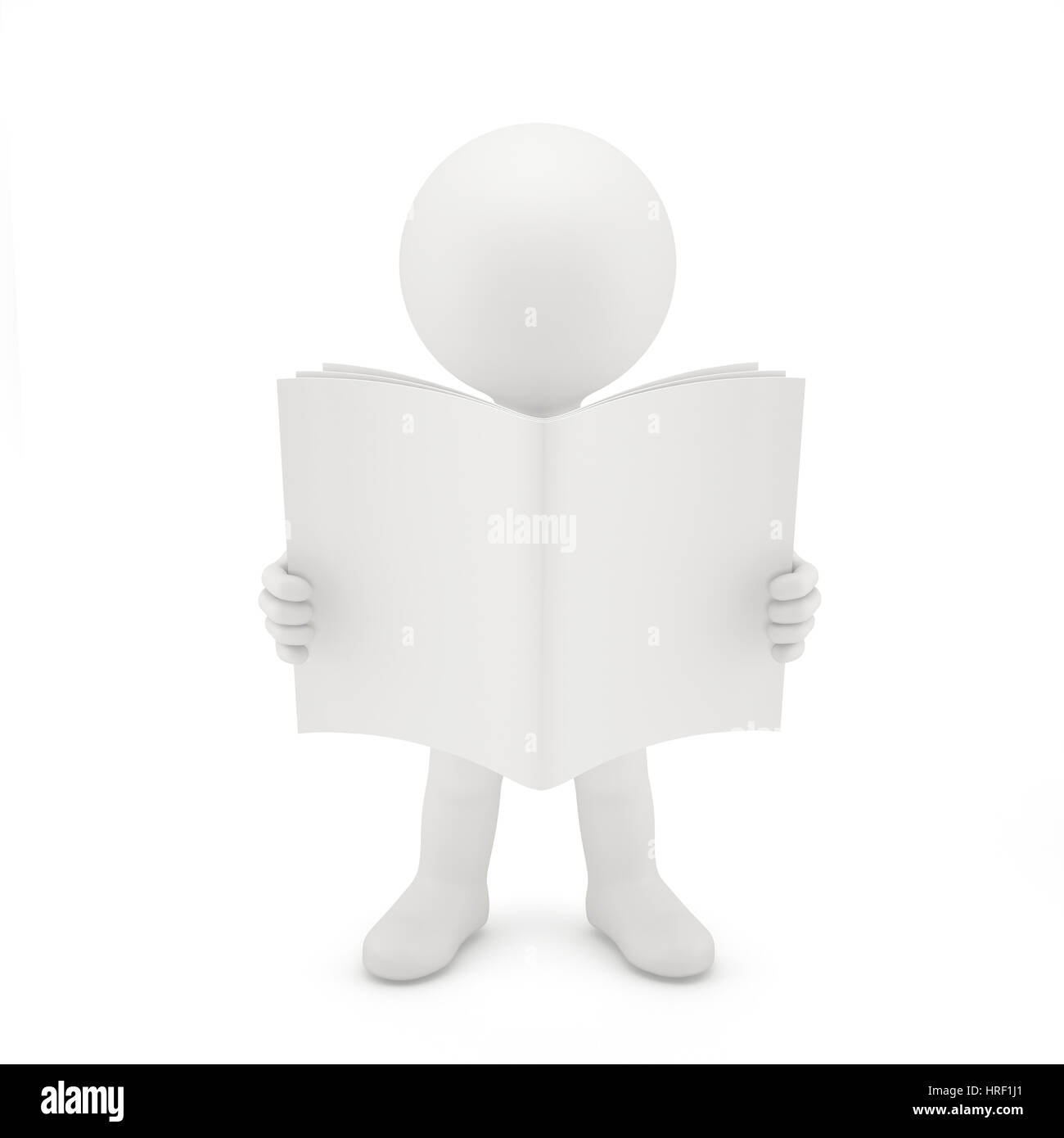 3D Mann ein Buch zu lesen. Isoliert auf weiss Stockfoto