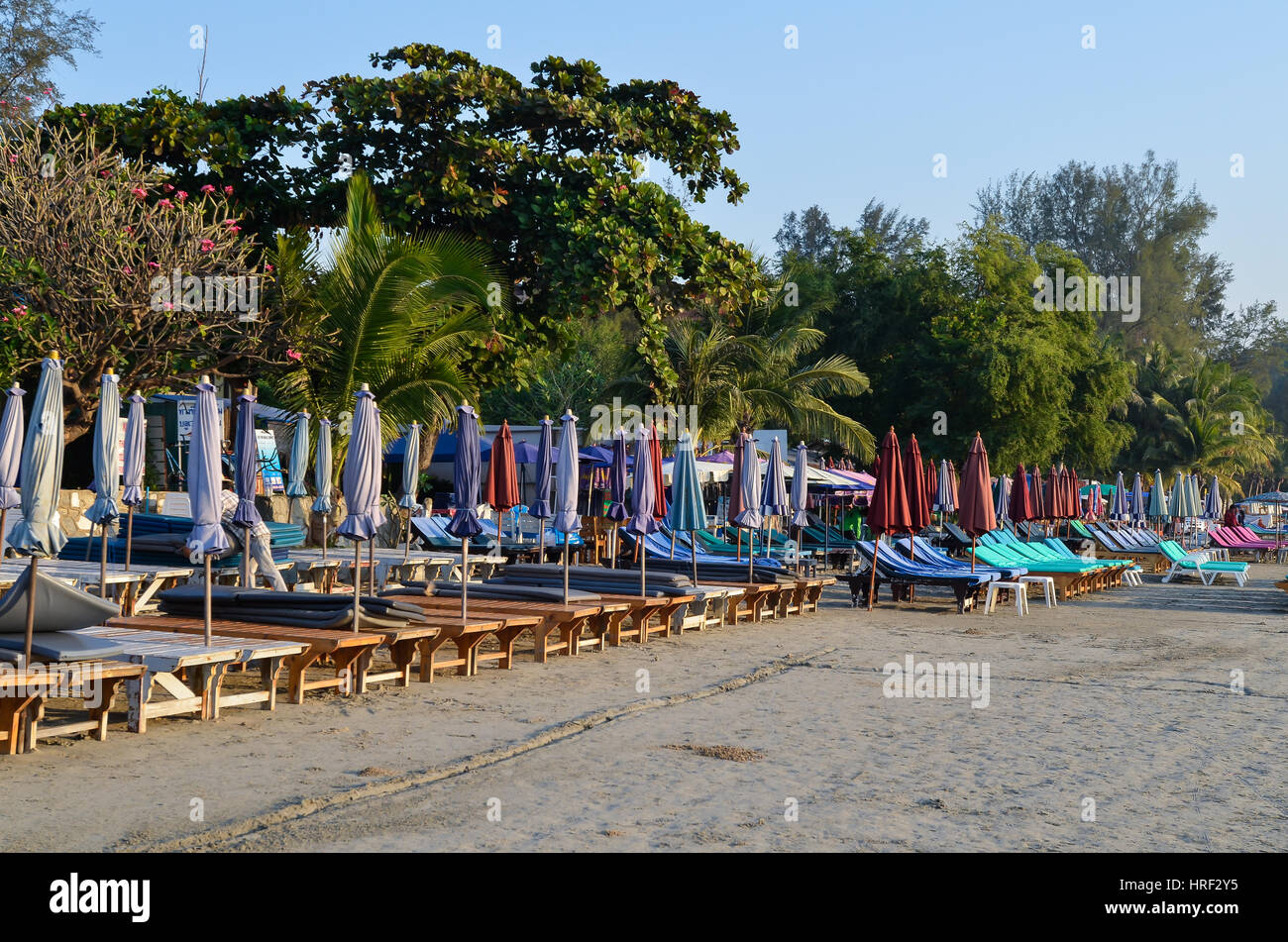 Morgen Strand von Hua Hin, Schmuckwerstätten Stockfoto