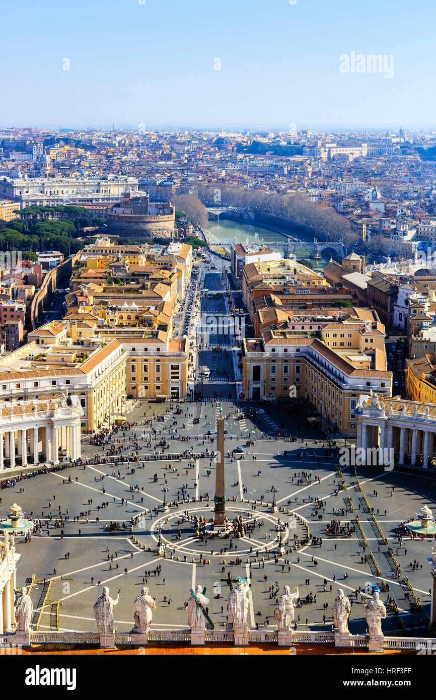 Hohen Blick über St. Peters Platz, Piazza di San Pietro, Vatican Stadt, Rom, Italien Stockfoto