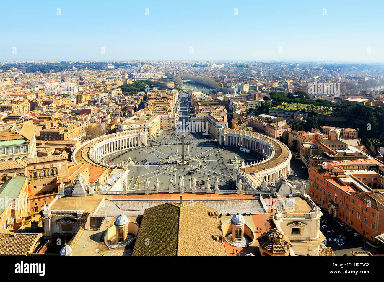 Hohen Blick über St. Peters Platz, Piazza di San Pietro, Vatican Stadt, Rom, Italien Stockfoto