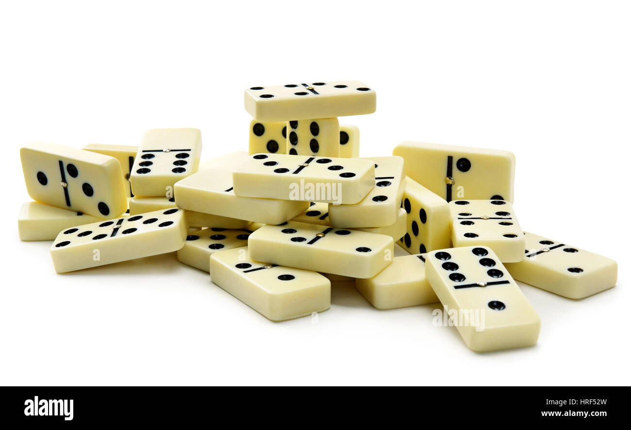 Dominosteine isoliert auf weißem Hintergrund Stockfoto