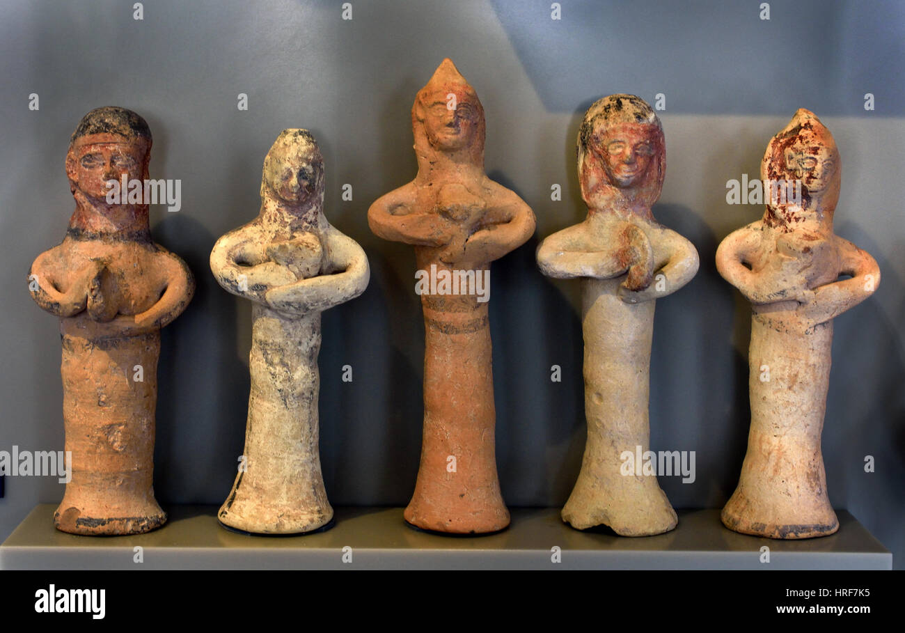 Weibliche Figuren Femal Tamburin Spieler 6. Jahrhundert v. Chr. von zypriotischen Schreinen Zypern Stockfoto