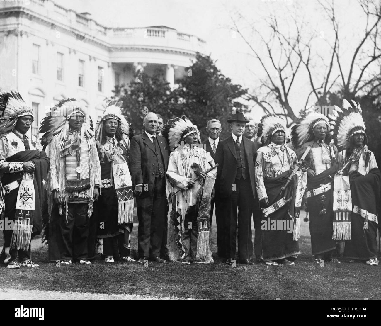 Coolidge mit Native Americans Stockfoto