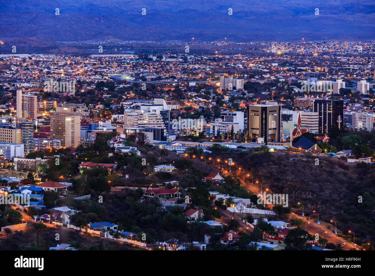 Stadt, Windhoek, Dawn, Namibia Stockfoto