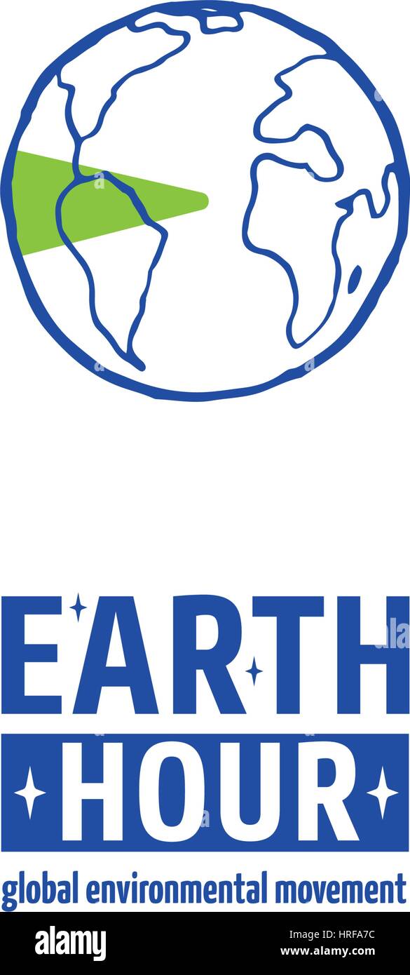 Earth Hour ist eine globale Umweltbewegung. Vektor-Symbol mit Text, isoliert auf weiss. Konzept der Energieeinsparung und Klimawandel verändert. Planet Stock Vektor