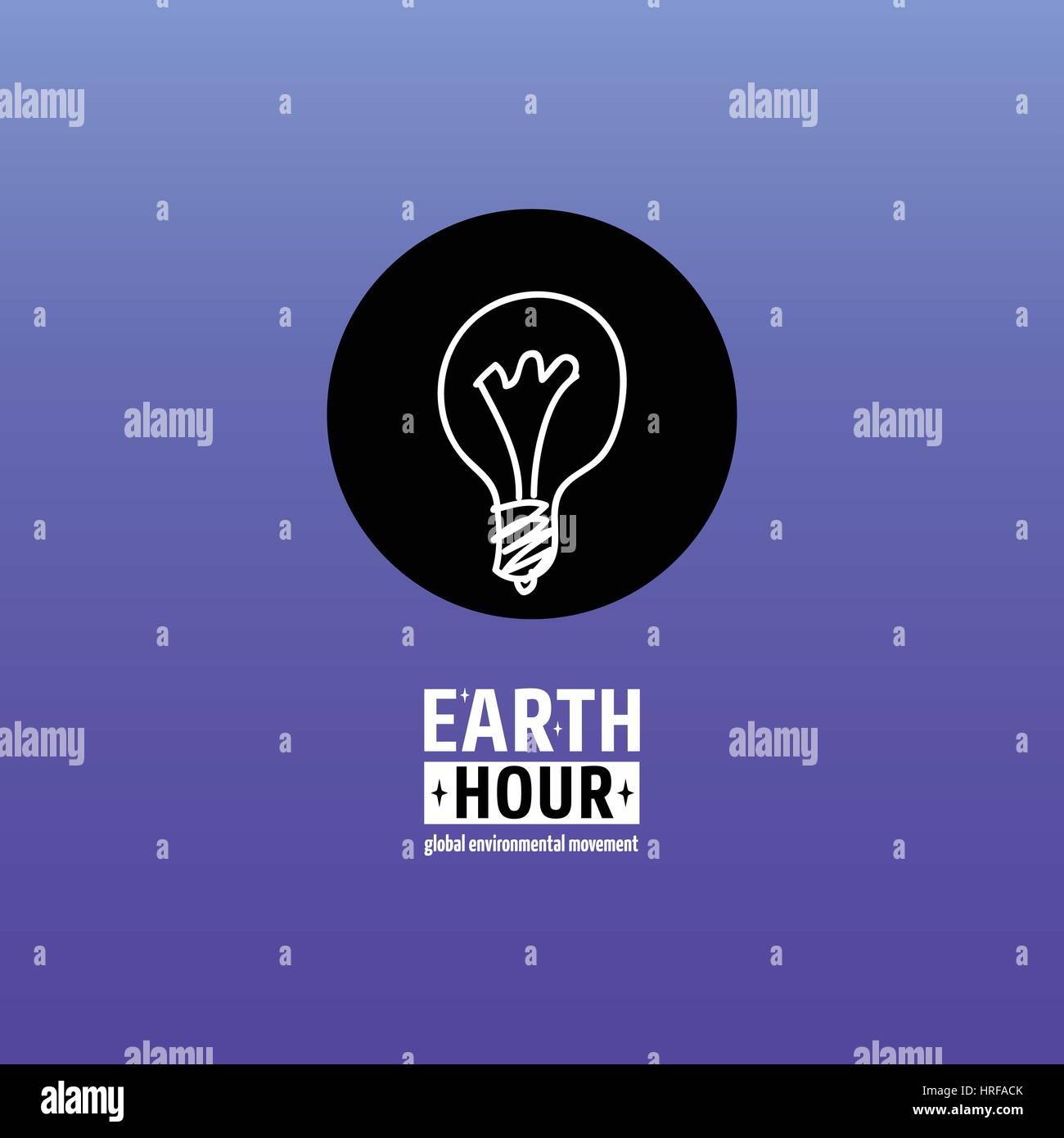 Earth Hour ist eine globale Umweltbewegung. Vektor-Symbol mit Text. Konzept der Energieeinsparung und Klimawandel aufzuhalten. Glühbirne Lampe auf da ausgeschaltet Stock Vektor