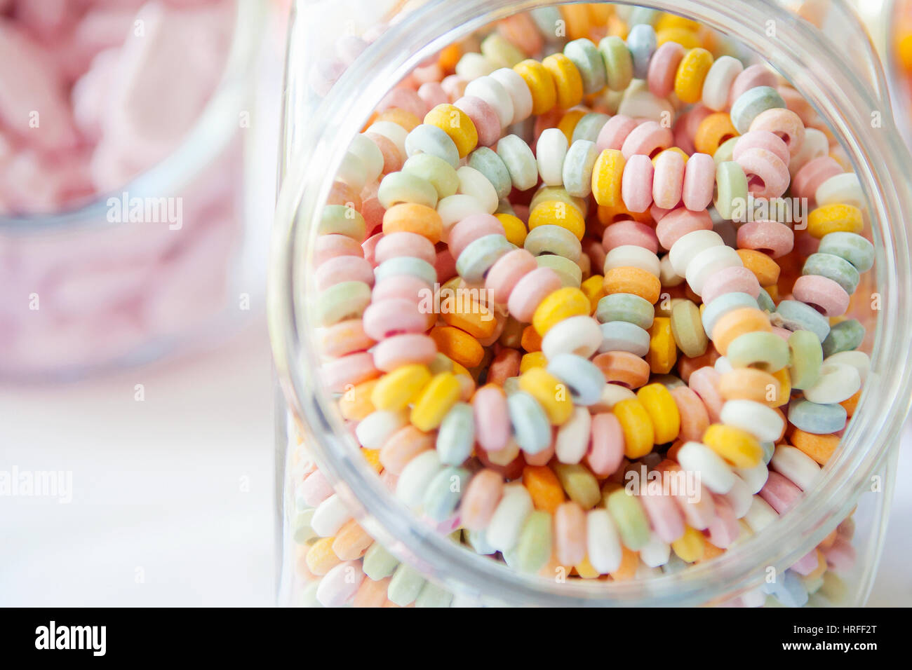 Candy-Ketten in einem süßen Glas Stockfoto