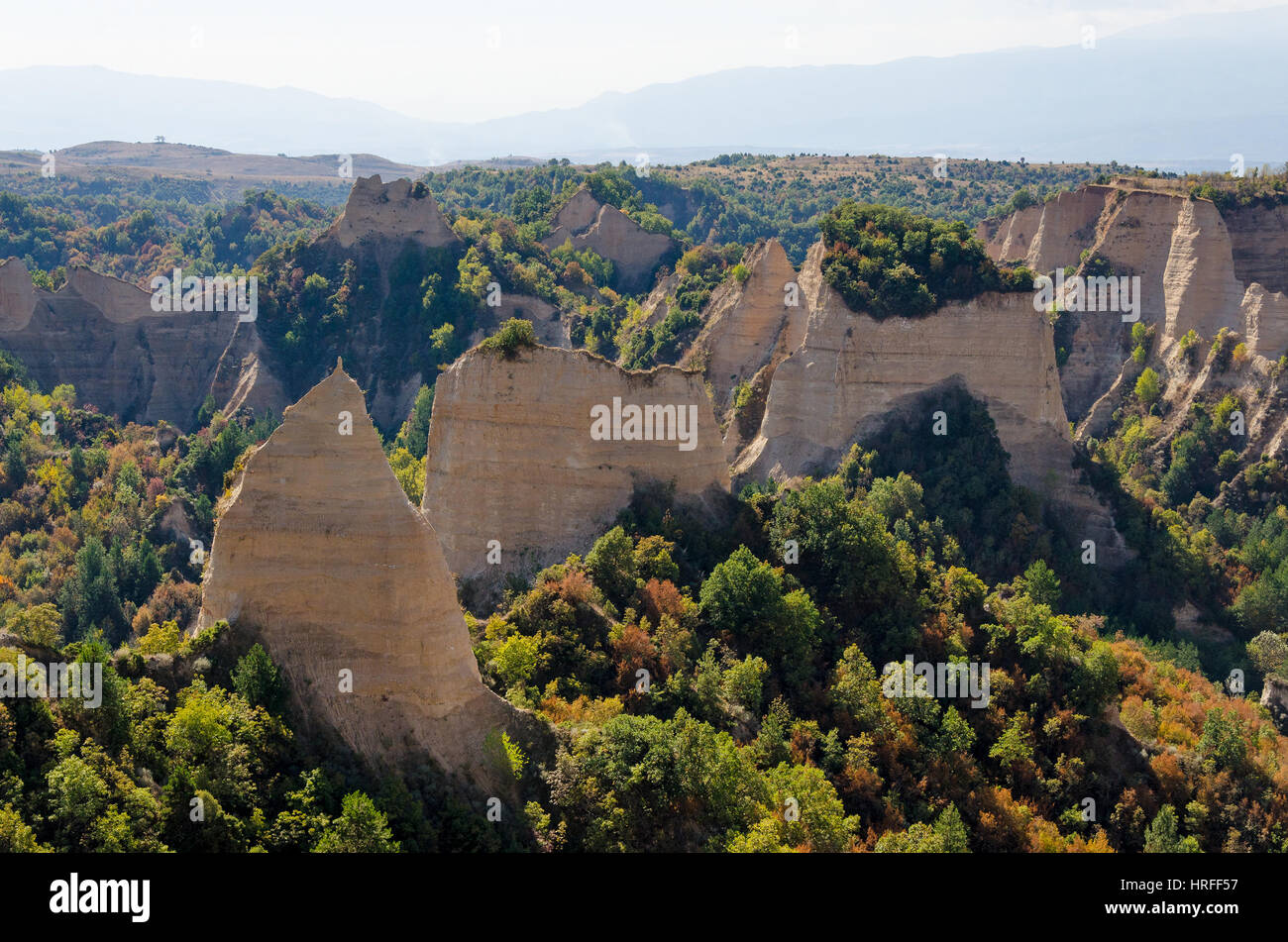 Sandstein-Pyramiden von Melnik, Bulgarien Stockfoto