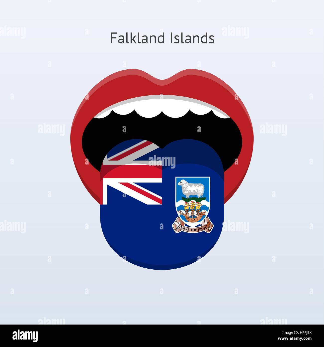 Falkland-Inseln Sprache. Abstrakt menschliche Zunge. Vektor-Illustration. Stock Vektor