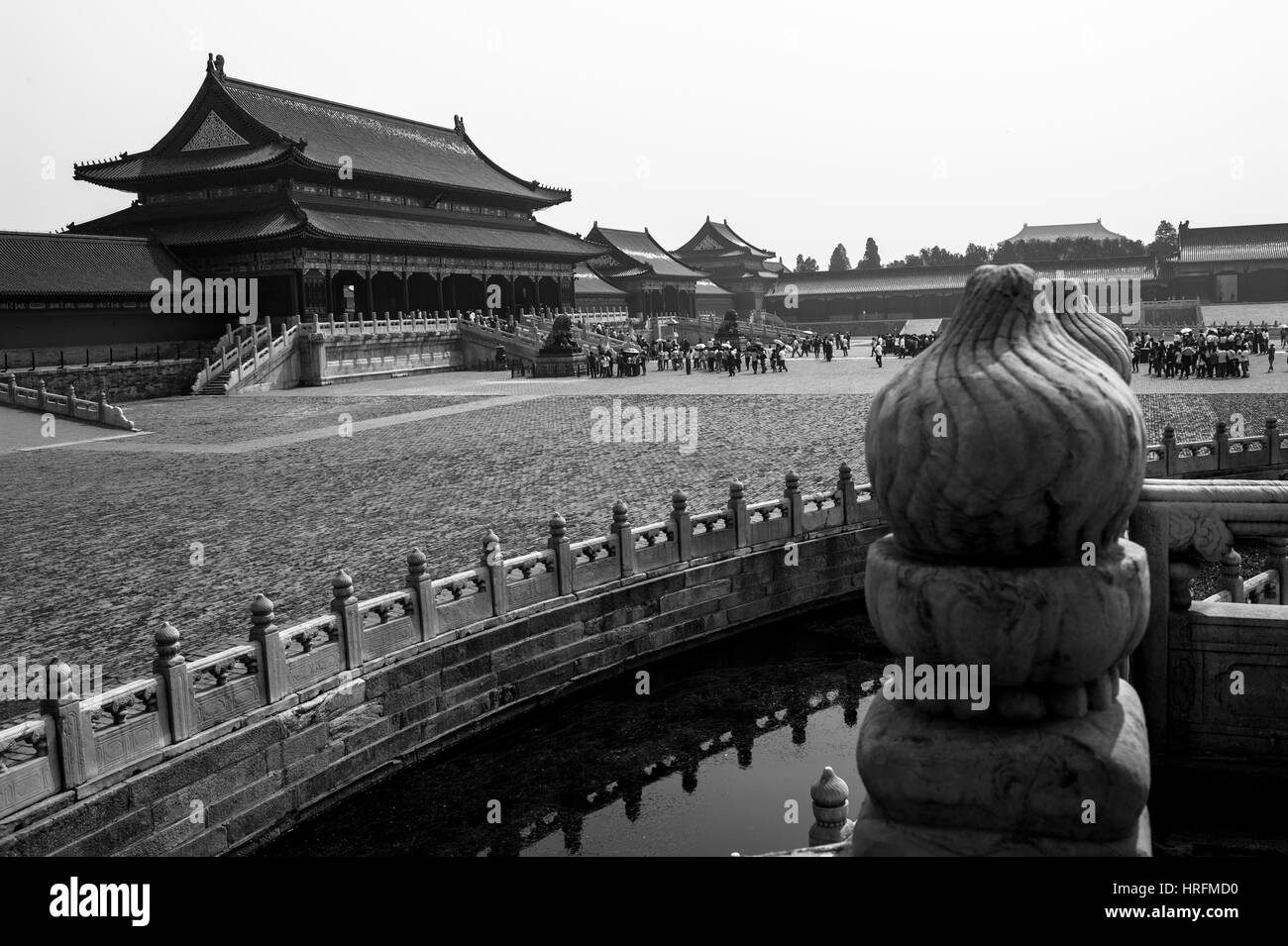 Taihe Torturm und der Platz in der verbotenen Stadt (B&W) Stockfoto