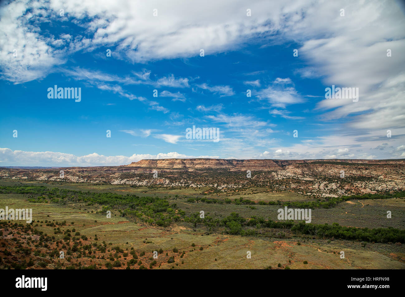 Kamm-Wash ist ein langes, schmales Tal im südlich-zentralen San Juan County, Utah. Es läuft 35 Meilen nördlich zum Süden von Elk Ridge, des San Juan Rivers auf ein e Stockfoto