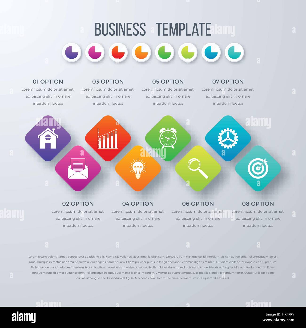 Vektor quadratische Infografiken mit Symbolen. Stock Vektor