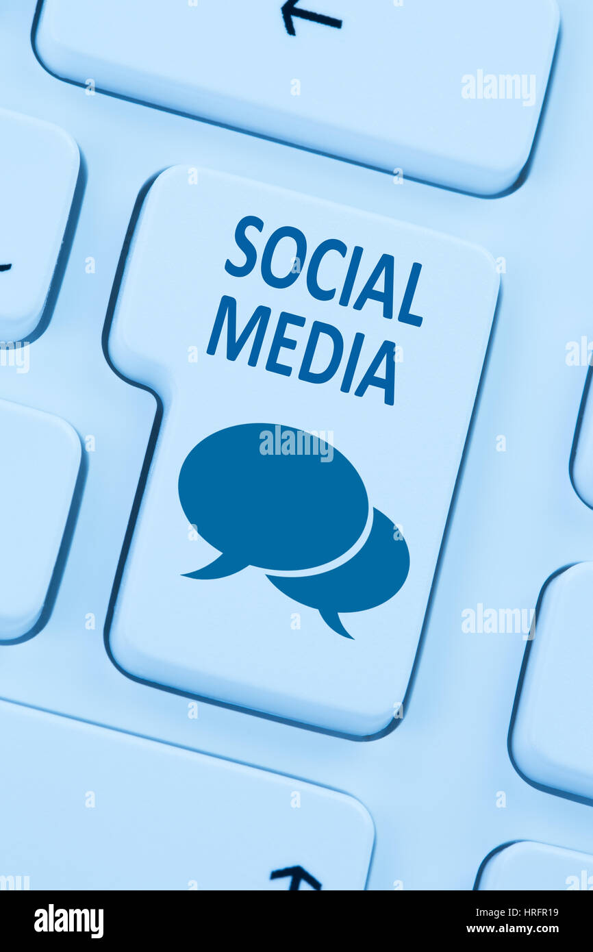 Social Media network internet Networking online Freundschaft blau Computer Tastatur Stockfoto