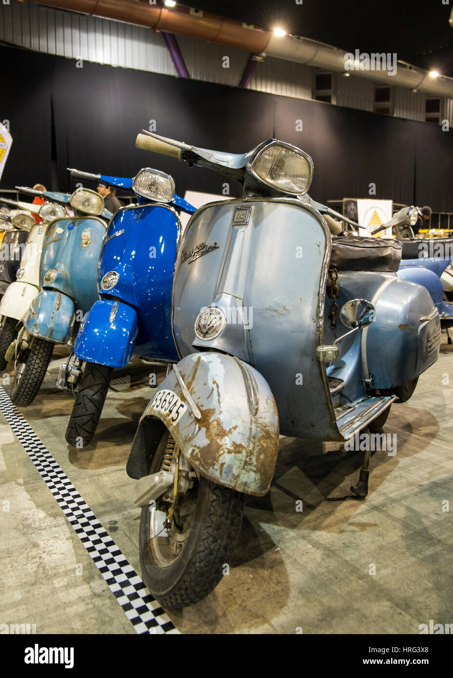 Vespas auf Retro-Málaga 2017, Spanien Stockfoto