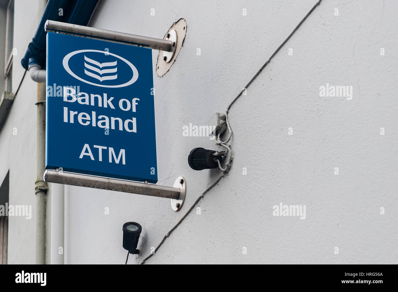 Bank von Irland ATM mit textfreiraum Sign. Stockfoto