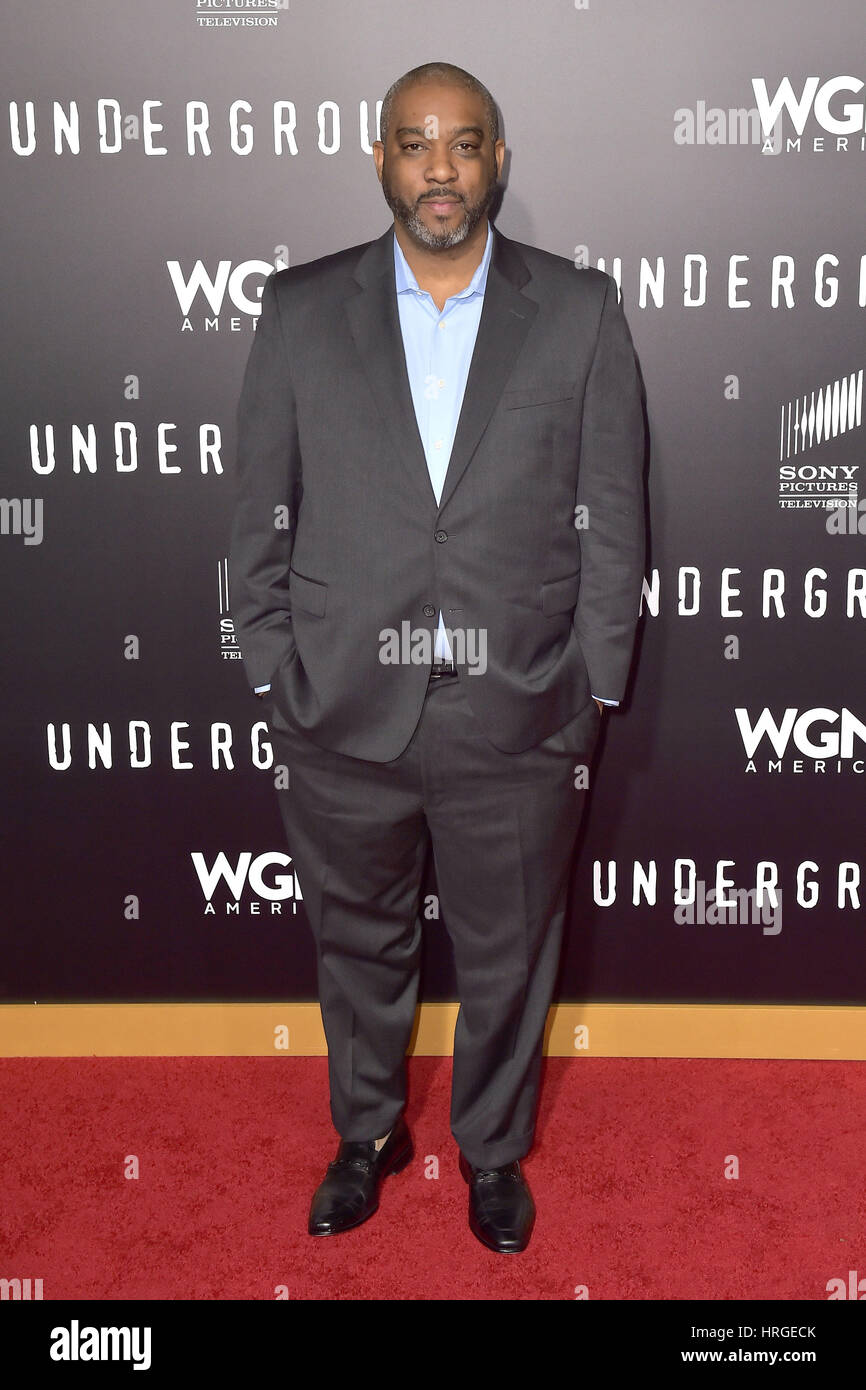 Westwood, Kalifornien. 28. Februar 2017. Mike Jackson besucht WGN America "Underground" Saison zwei Premiere Screening im Regency Village Theatre am 28. Februar 2017 in Westwood, Kalifornien. | Verwendung Weltweit/Picture Alliance Credit: Dpa/Alamy Live-Nachrichten Stockfoto