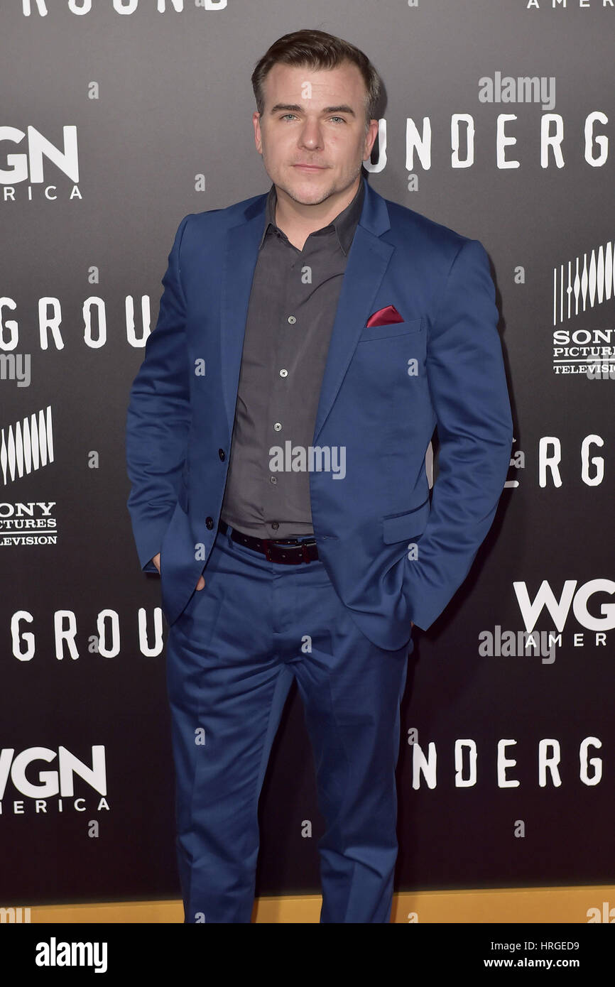 Westwood, Kalifornien. 28. Februar 2017. Cullen Moss besucht WGN America "Underground" Saison zwei Premiere Screening im Regency Village Theatre am 28. Februar 2017 in Westwood, Kalifornien. | Verwendung Weltweit/Picture Alliance Credit: Dpa/Alamy Live-Nachrichten Stockfoto