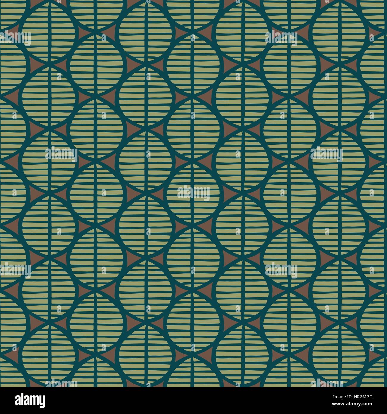 Primitive nahtlose Blumenmuster mit Blättern. Stammes-ethnischen Hintergrund, einfache Geometrie, Smaragd und braun. Textil-Design. Stock Vektor